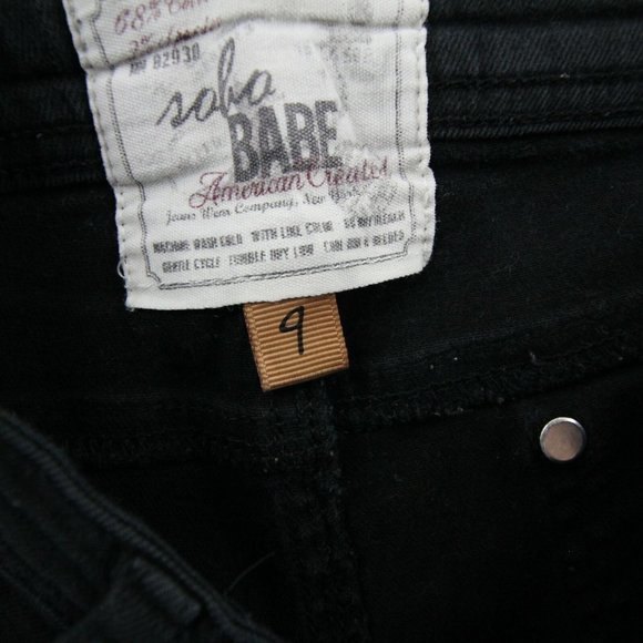 Soho Babe Womens Slim Straight Jeans Black Distressed Denim Low Rise Size 9 - Picture 8 of 9